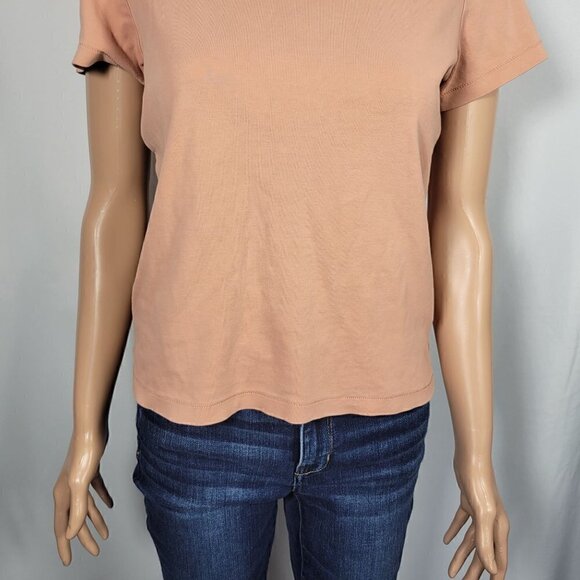 Uniqlo Women's 100% Cotton Soft Short Sleeve Nude/Peach Staple Shirt Size S - Picture 4 of 10